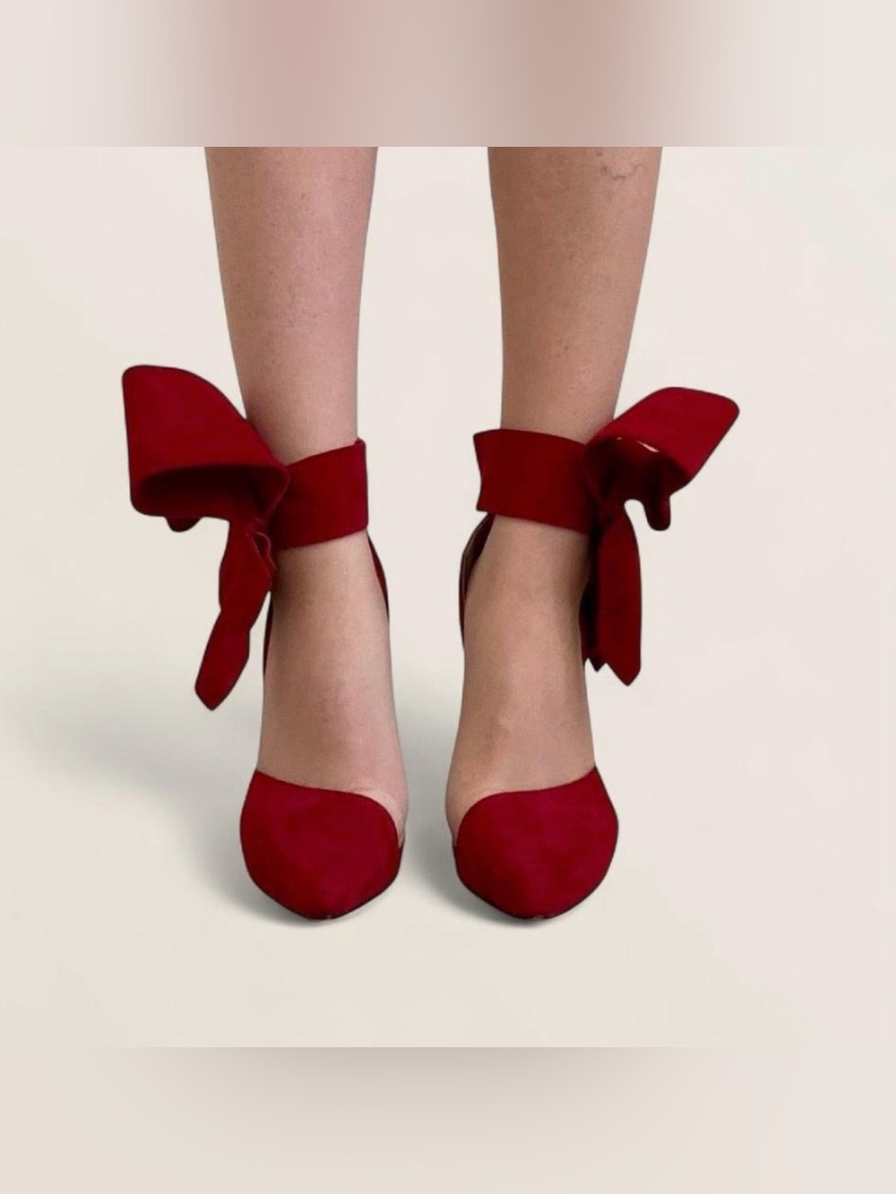 Scarlet Bow Ankle-Tie Pumps for Women